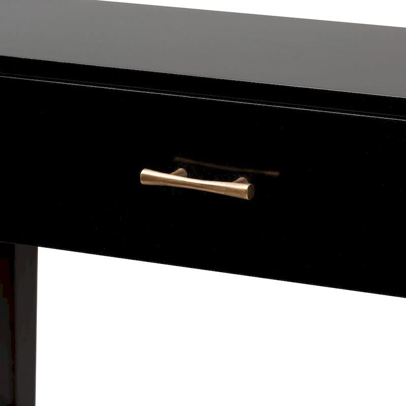 Modern Bohemian Wood 1-Drawer Console Table-Black