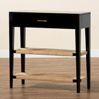 Modern Bohemian Wood 1-Drawer Console Table-Black