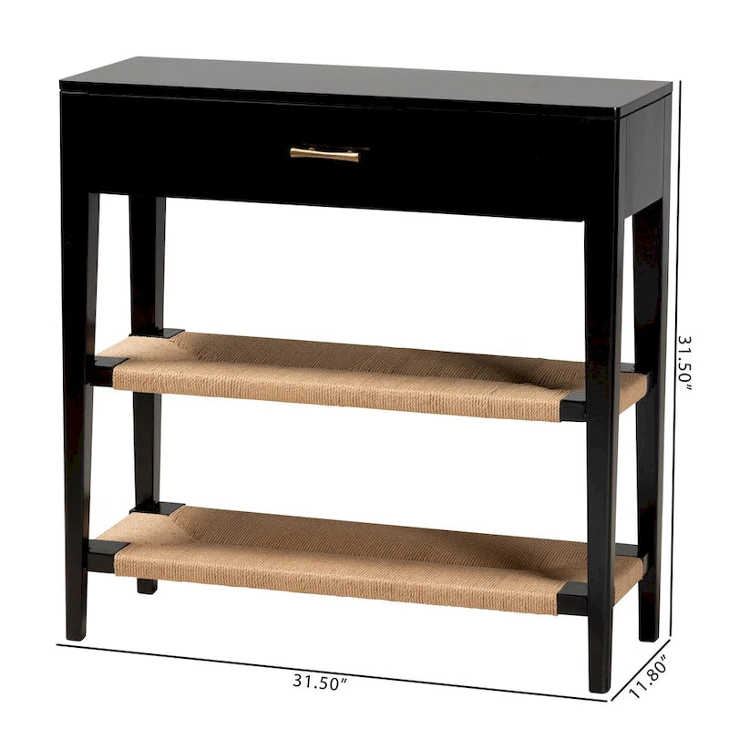 Modern Bohemian Wood 1-Drawer Console Table-Black