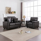 Upholstered Living Room Set, 2 Pieces - Faux Leather chair, Loveseat