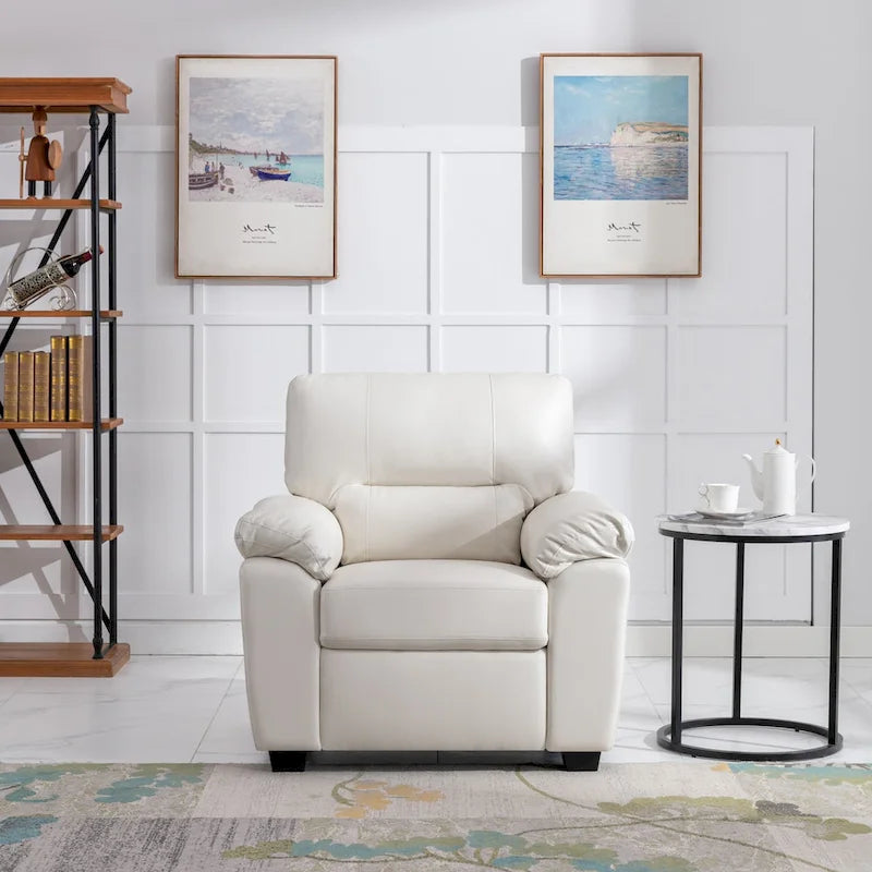 Upholstered Living Room Set, 2 Pieces - Faux Leather chair, Loveseat