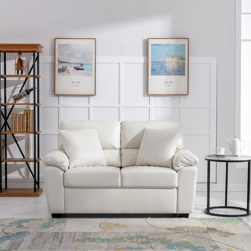 Upholstered Living Room Set, 2 Pieces - Faux Leather chair, Loveseat
