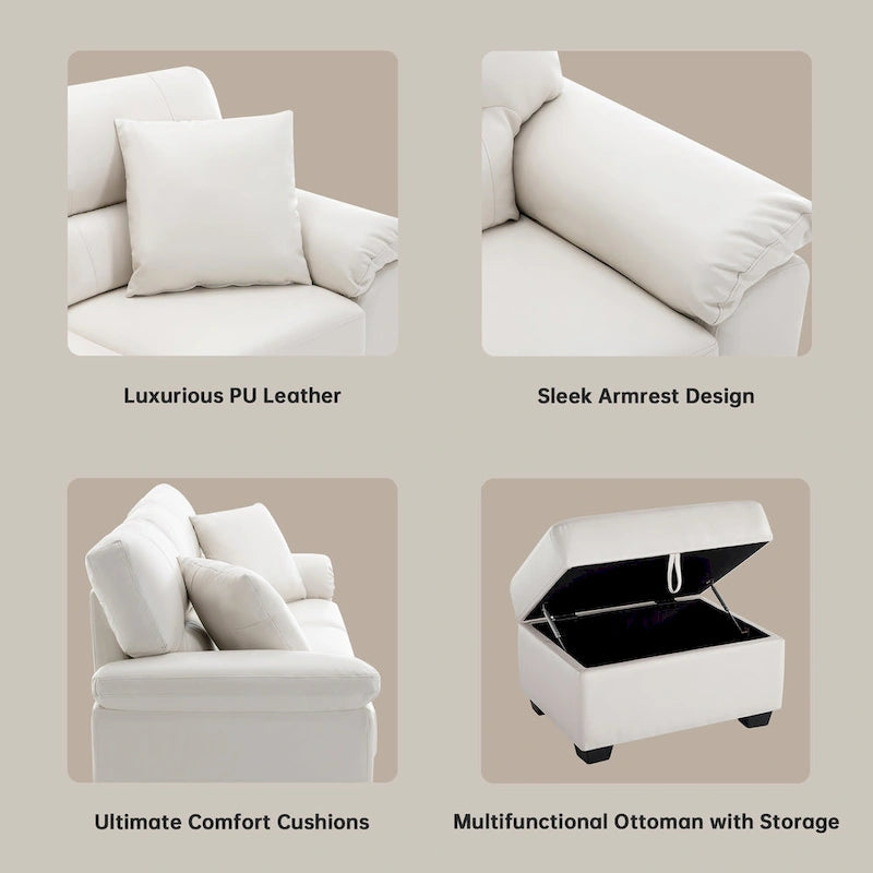 Upholstered Living Room Set, 2 Pieces - Faux Leather chair, Loveseat
