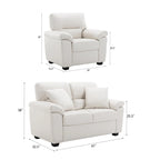 Upholstered Living Room Set, 2 Pieces - Faux Leather chair, Loveseat