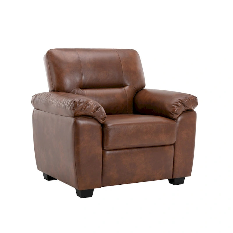 Upholstered Living Room Set, 2 Pieces - Faux Leather chair, Loveseat