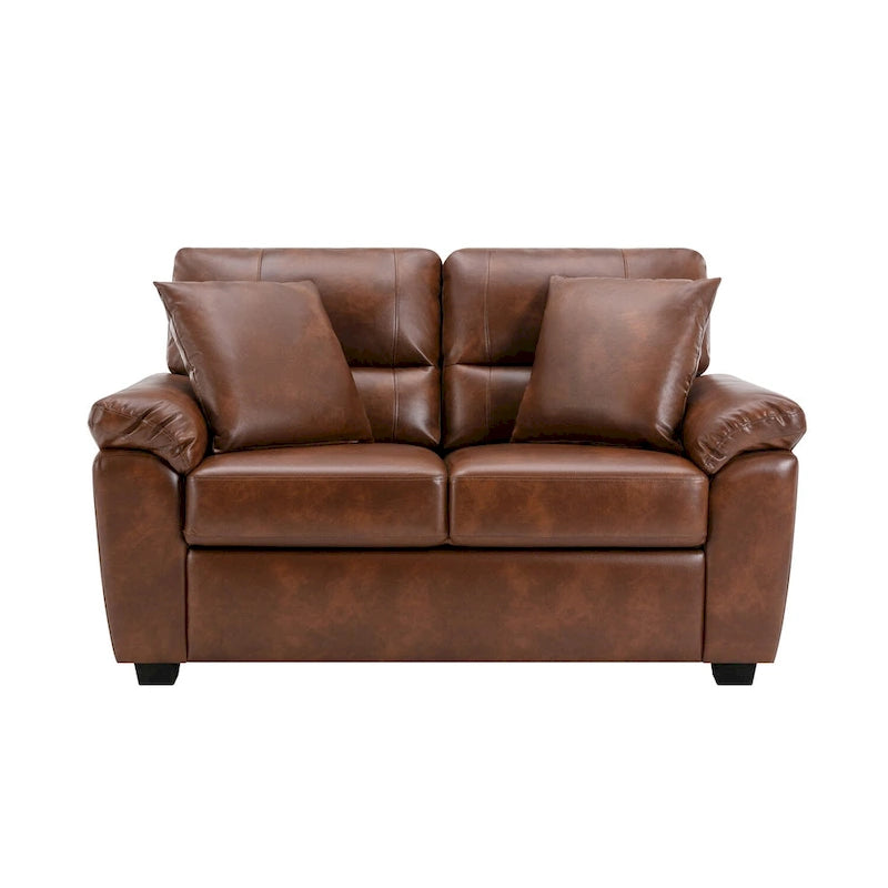 Upholstered Living Room Set, 2 Pieces - Faux Leather chair, Loveseat