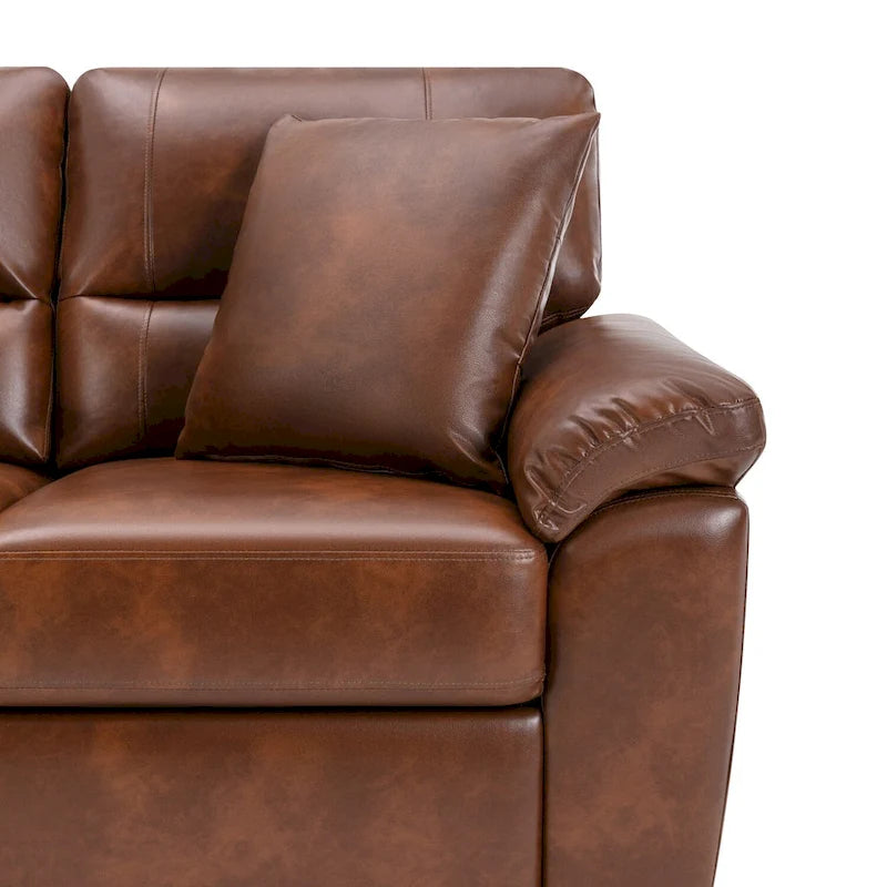 Upholstered Living Room Set, 2 Pieces - Faux Leather chair, Loveseat
