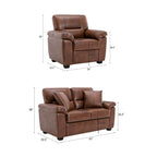 Upholstered Living Room Set, 2 Pieces - Faux Leather chair, Loveseat