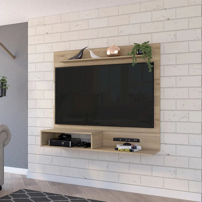 Floating entertainment center, suitable for TVs up to 55 inches.