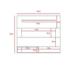 Floating entertainment center, suitable for TVs up to 55 inches.