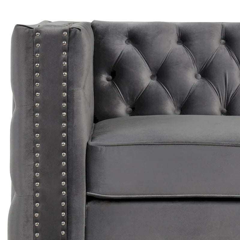 Modern Loveseat with Deep Dutch Velvet Iron Legs