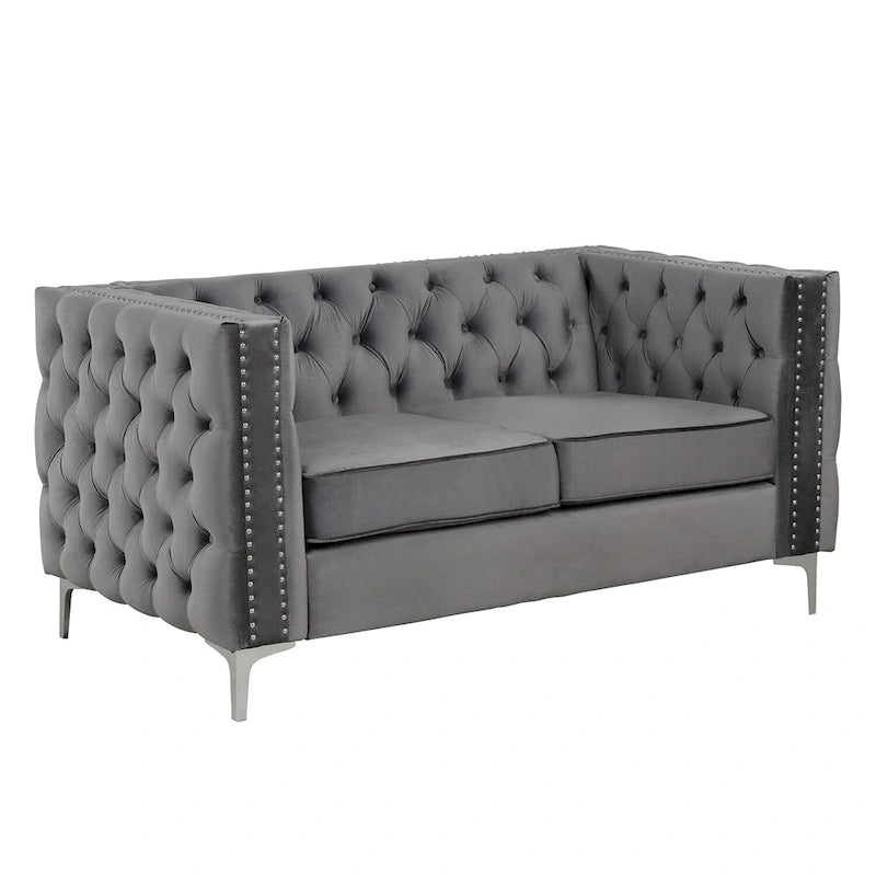 Modern Loveseat with Deep Dutch Velvet Iron Legs