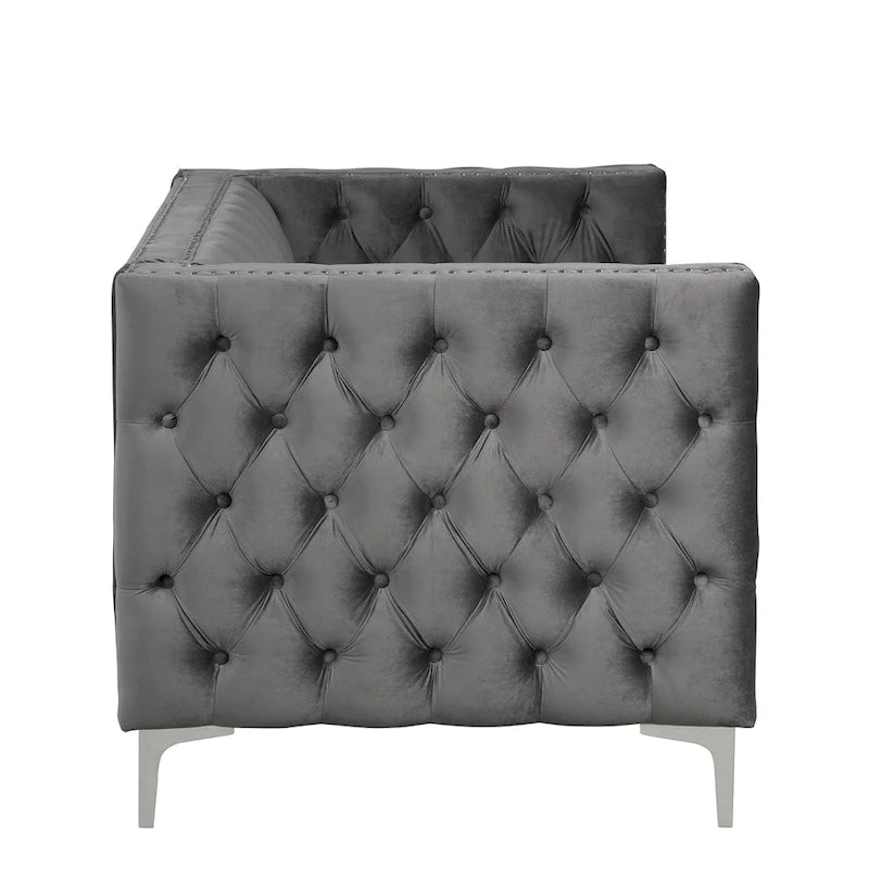 Modern Loveseat with Deep Dutch Velvet Iron Legs