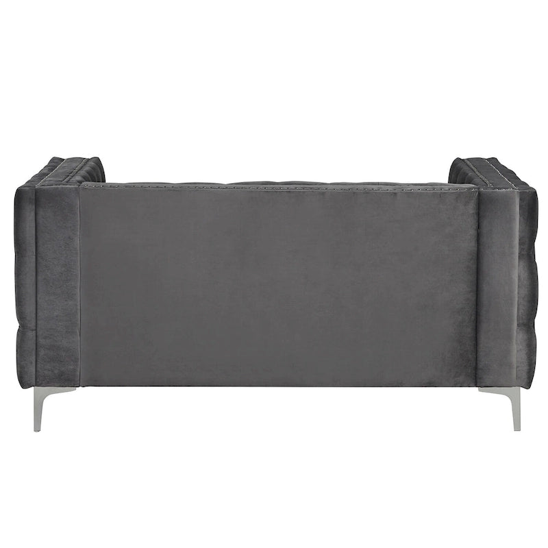 Modern Loveseat with Deep Dutch Velvet Iron Legs