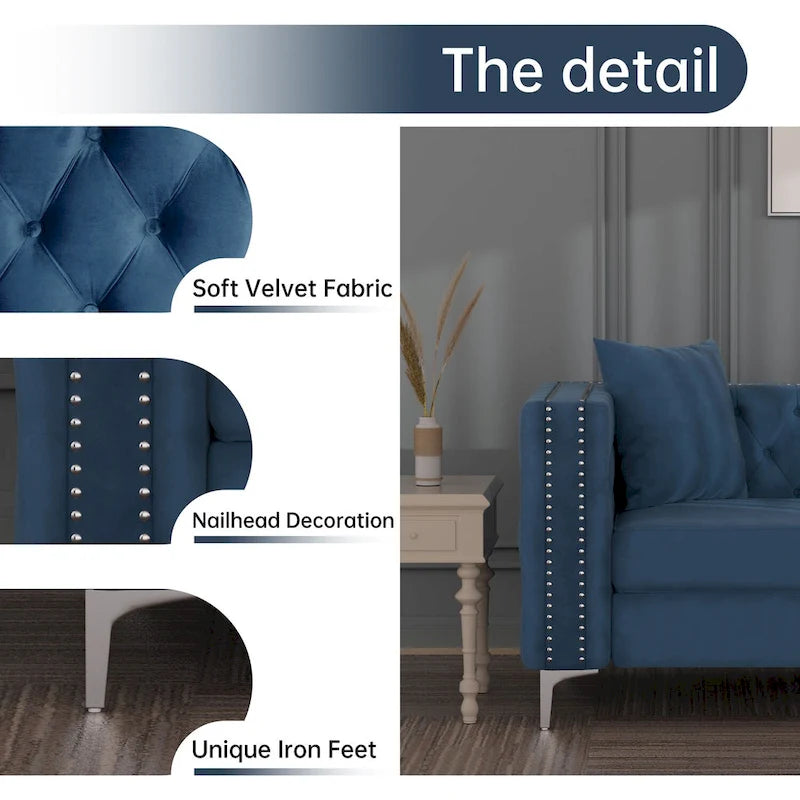 Modern Loveseat with Deep Dutch Velvet Iron Legs