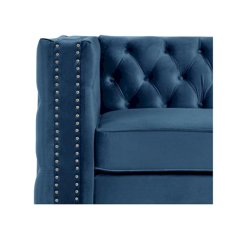 Modern Loveseat with Deep Dutch Velvet Iron Legs