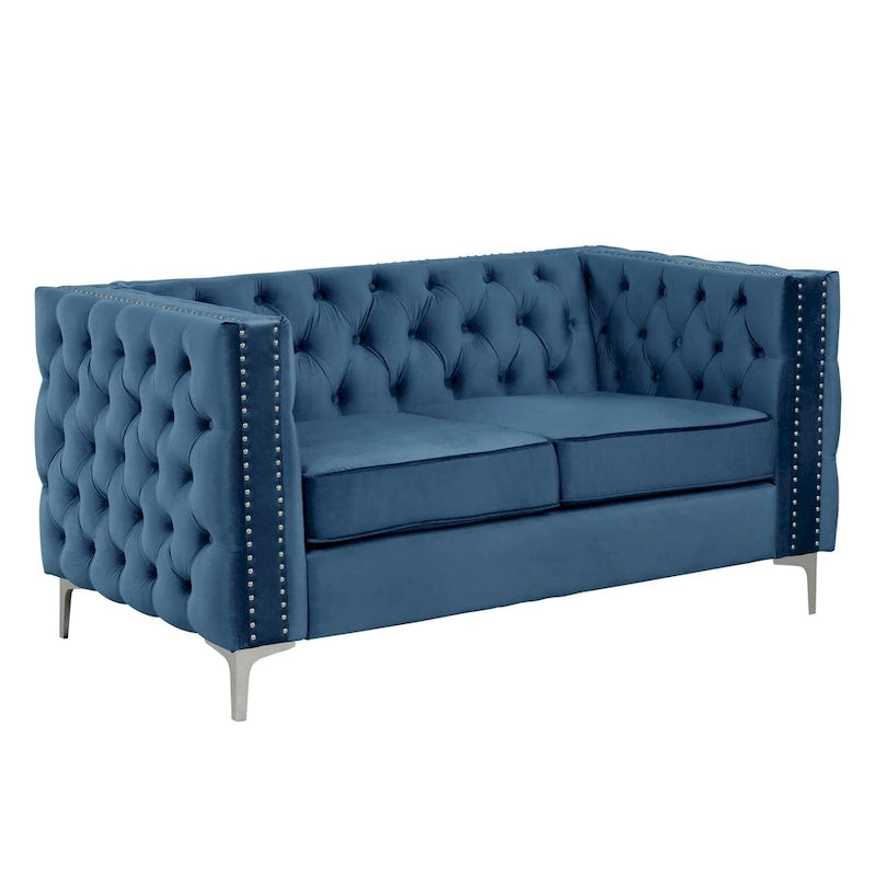Modern Loveseat with Deep Dutch Velvet Iron Legs