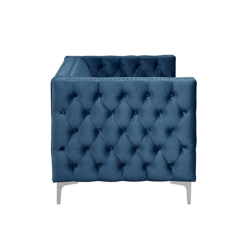 Modern Loveseat with Deep Dutch Velvet Iron Legs