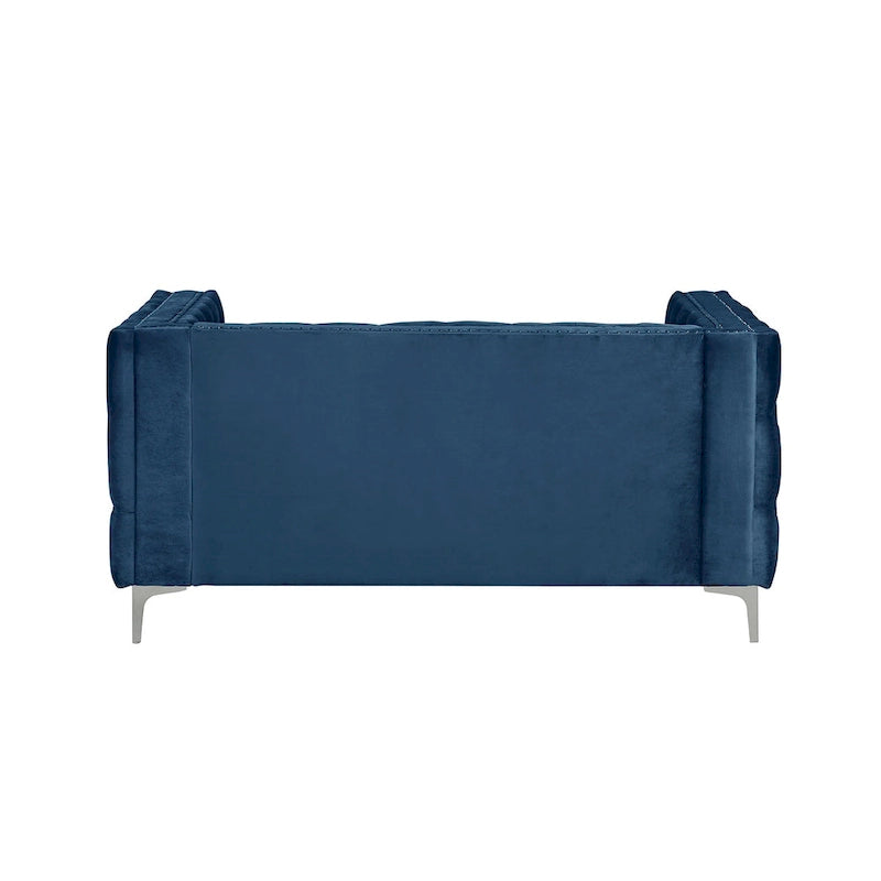 Modern Loveseat with Deep Dutch Velvet Iron Legs