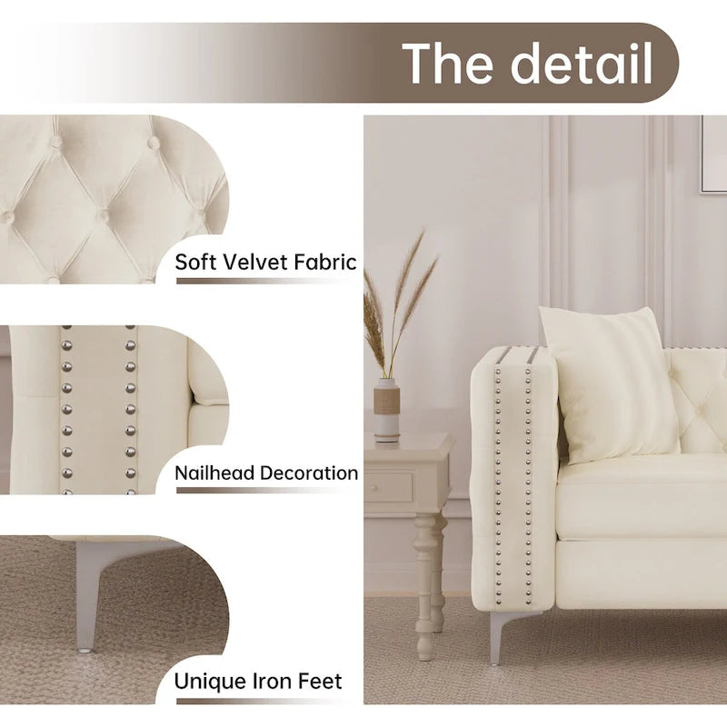 Modern Loveseat with Deep Dutch Velvet Iron Legs