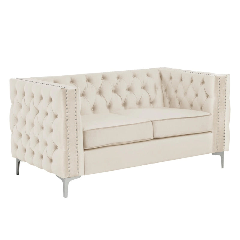 Modern Loveseat with Deep Dutch Velvet Iron Legs