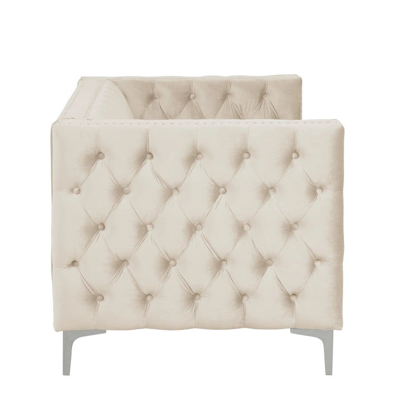 Modern Loveseat with Deep Dutch Velvet Iron Legs