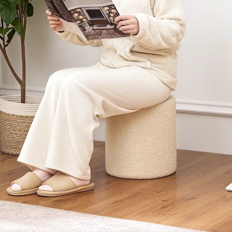 Footrest Ottoman 13 inches Fabric Stool for Living Room Bedroom