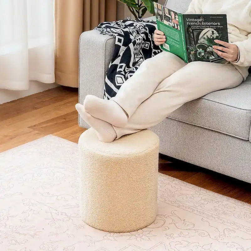Footrest Ottoman 13 inches Fabric Stool for Living Room Bedroom