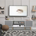 Mid-Century Modern TV Stand for 60 TV with Storage and Open Shelf