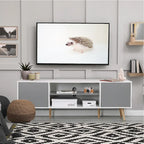 Mid-Century Modern TV Stand for 60 TV with Storage and Open Shelf