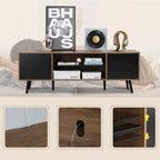 Mid-Century Modern TV Stand for 60 TV with Storage and Open Shelf