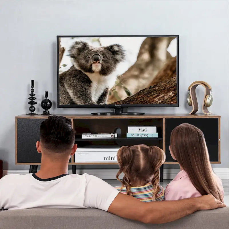 Mid-Century Modern TV Stand for 60 TV with Storage and Open Shelf