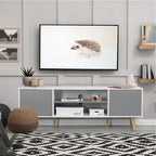 Mid-Century Modern TV Stand for 60 TV with Storage and Open Shelf