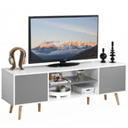 Mid-Century Modern TV Stand for 60 TV with Storage and Open Shelf