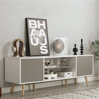 Mid-Century Modern TV Stand for 60 TV with Storage and Open Shelf