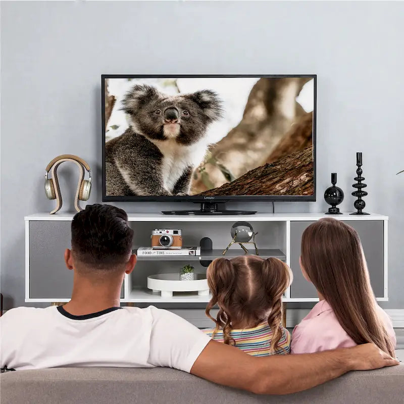 Mid-Century Modern TV Stand for 60 TV with Storage and Open Shelf