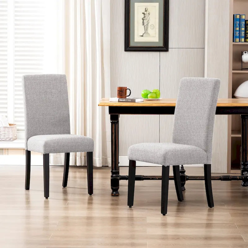 Upholstered Linen Fabric Dining Chair (Set of 2)