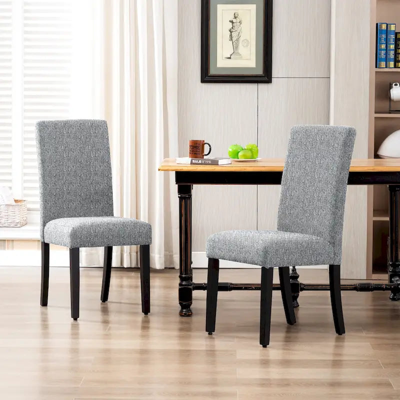 Upholstered Linen Fabric Dining Chair (Set of 2)