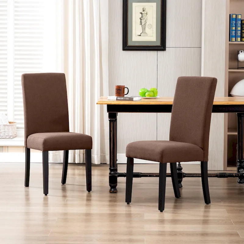 Upholstered Linen Fabric Dining Chair (Set of 2)