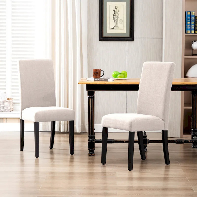 Upholstered Linen Fabric Dining Chair (Set of 2)