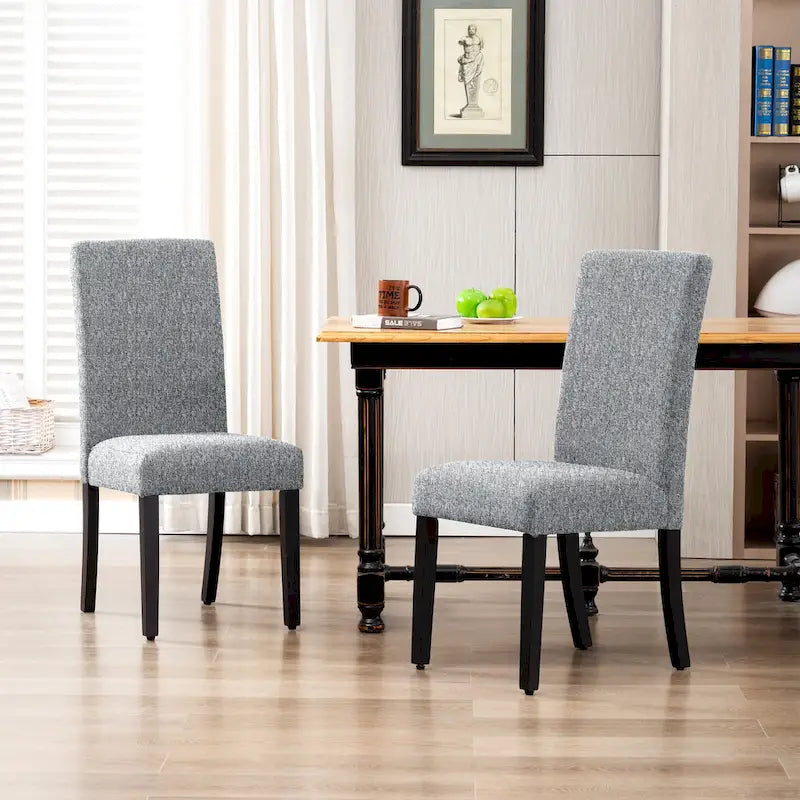 Upholstered Linen Fabric Dining Chair (Set of 2)