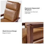 Mid-century Vegan Leather Solid Wood Recliner Set of 2 by
