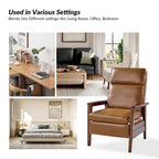 Mid-century Vegan Leather Solid Wood Recliner Set of 2 by
