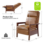 Mid-century Vegan Leather Solid Wood Recliner Set of 2 by