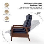 Mid-century Vegan Leather Solid Wood Recliner Set of 2 by