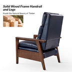 Mid-century Vegan Leather Solid Wood Recliner Set of 2 by