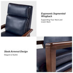 Mid-century Vegan Leather Solid Wood Recliner Set of 2 by
