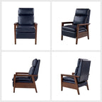 Mid-century Vegan Leather Solid Wood Recliner Set of 2 by