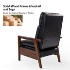 Mid-century Vegan Leather Solid Wood Recliner Set of 2 by