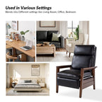 Mid-century Vegan Leather Solid Wood Recliner Set of 2 by